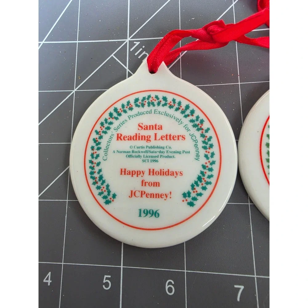Norman Rockwell JCPenney Christmas Ornaments Set 1996 1997 1998 Santa Porcelain